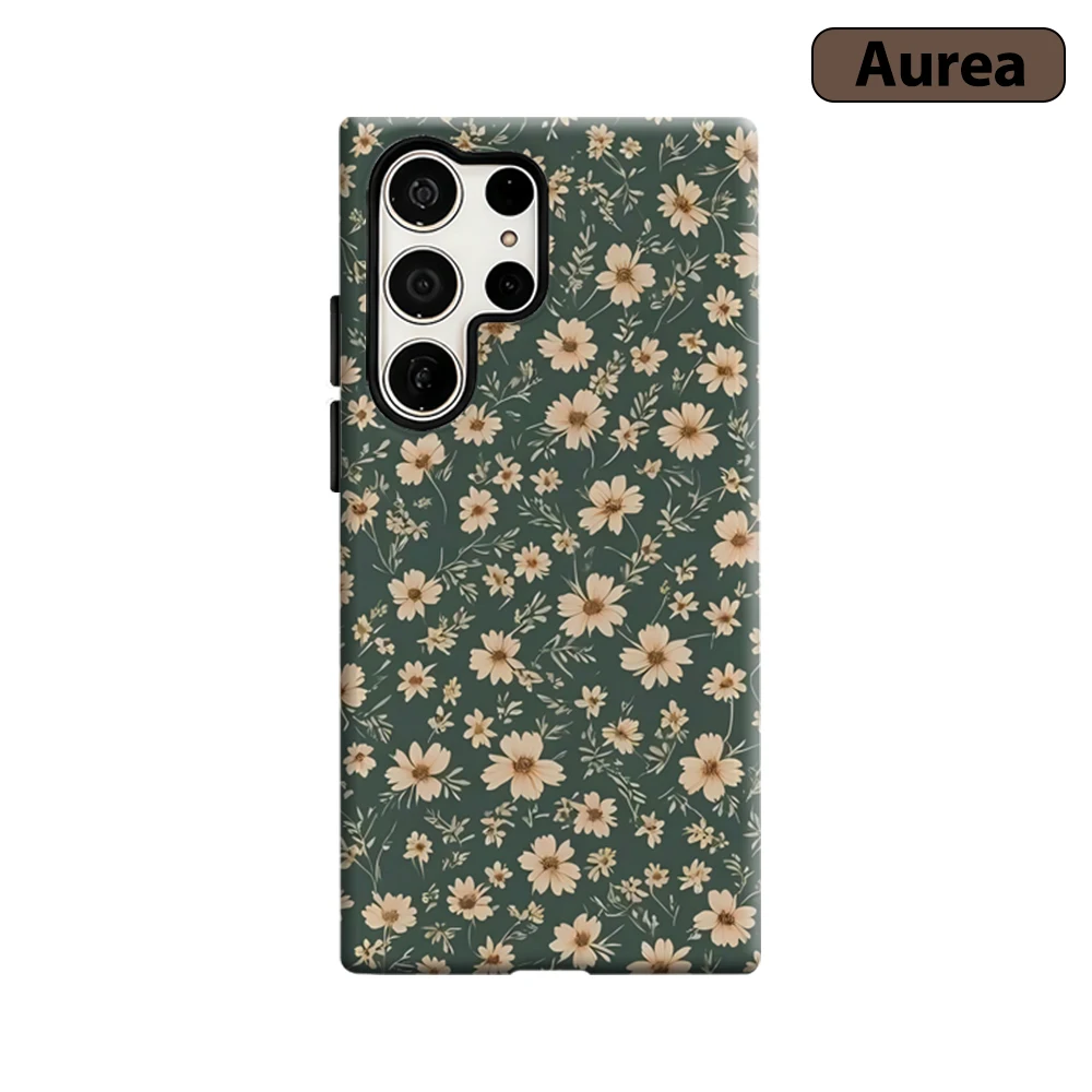 Moss Petals Phone Case for Samsung Galaxy S25 Ultra S24 S23 Ultra Plus Shockproof Double Layer Tough Back Cover