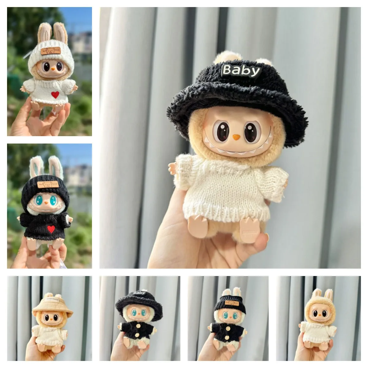 17 cm Mini Plüsch Puppe Kleidung Outfit Zubehör Für Korea Kpop Exo Labubu Idol Pullover Hut Schuhe Anzug Kleidung geschenk