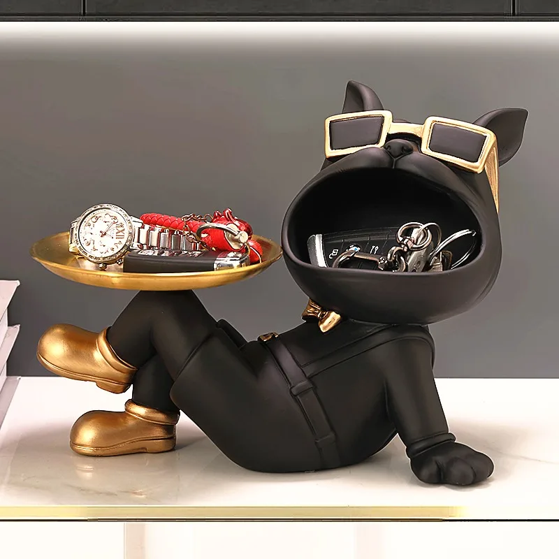 

Nordic Light Luxury Dog Fighting Home Decoration Xuanguan living Room Storage Sculpture Resin Craft Art Christmas Gifts Partner