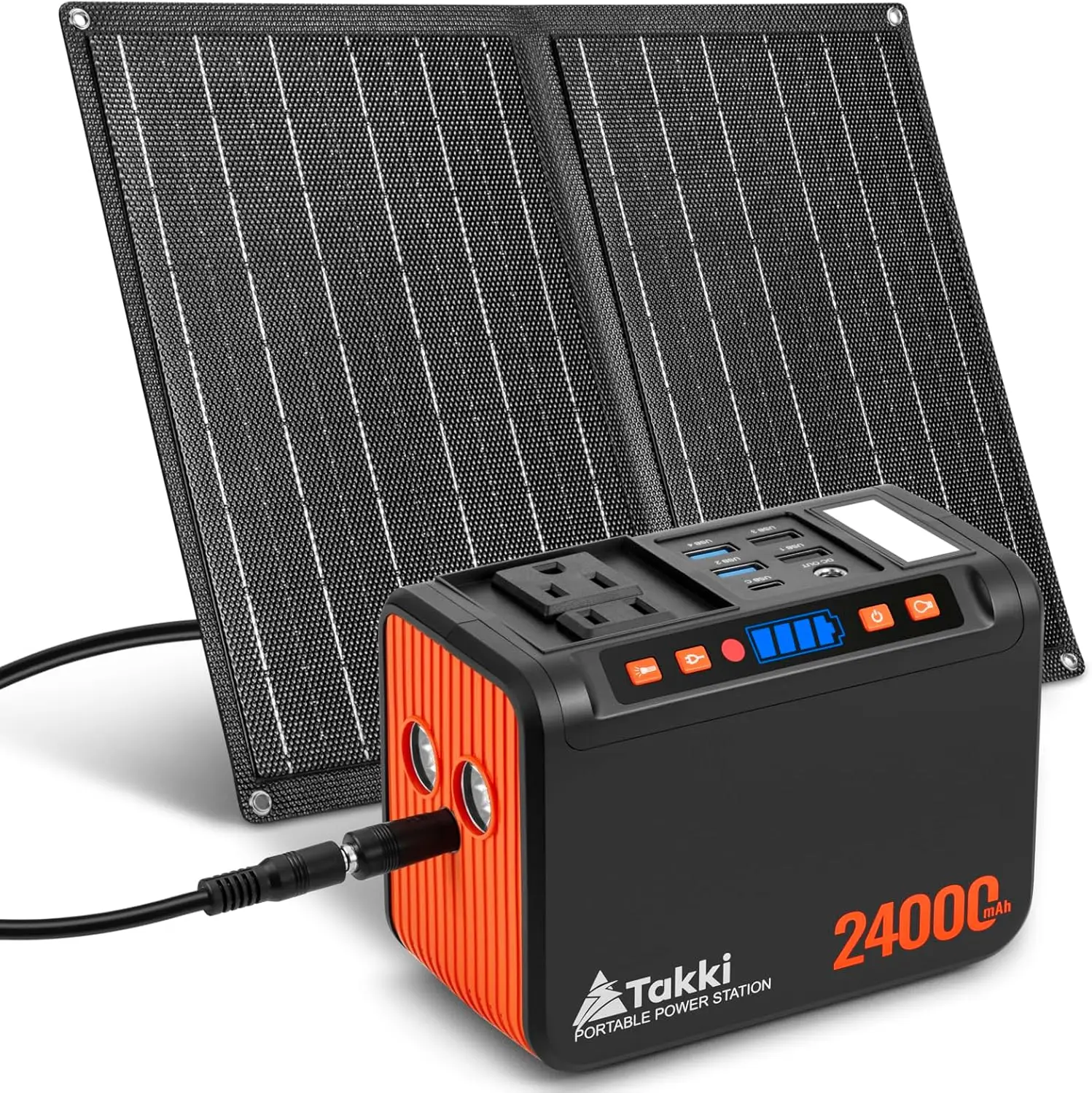 120W Portable Power Station with 21W Solar Panel, 88.8Wh Backup Battery, 110V AC Outlet for Camping RV Home Emergency