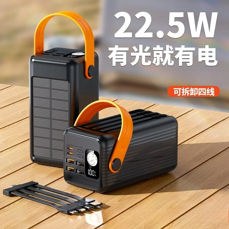 50000mAh Power Bank, Super Fast Charging, Large Capacity, Built-in 4 Cables, Portable Mobile Charger for Phones