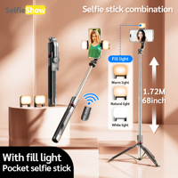 Selfieshow F15 Selfie Stick Tripod Extendable Pole Wireless Bluetooth Phone Holder for Smartphone Shooting Vlog Video Recording