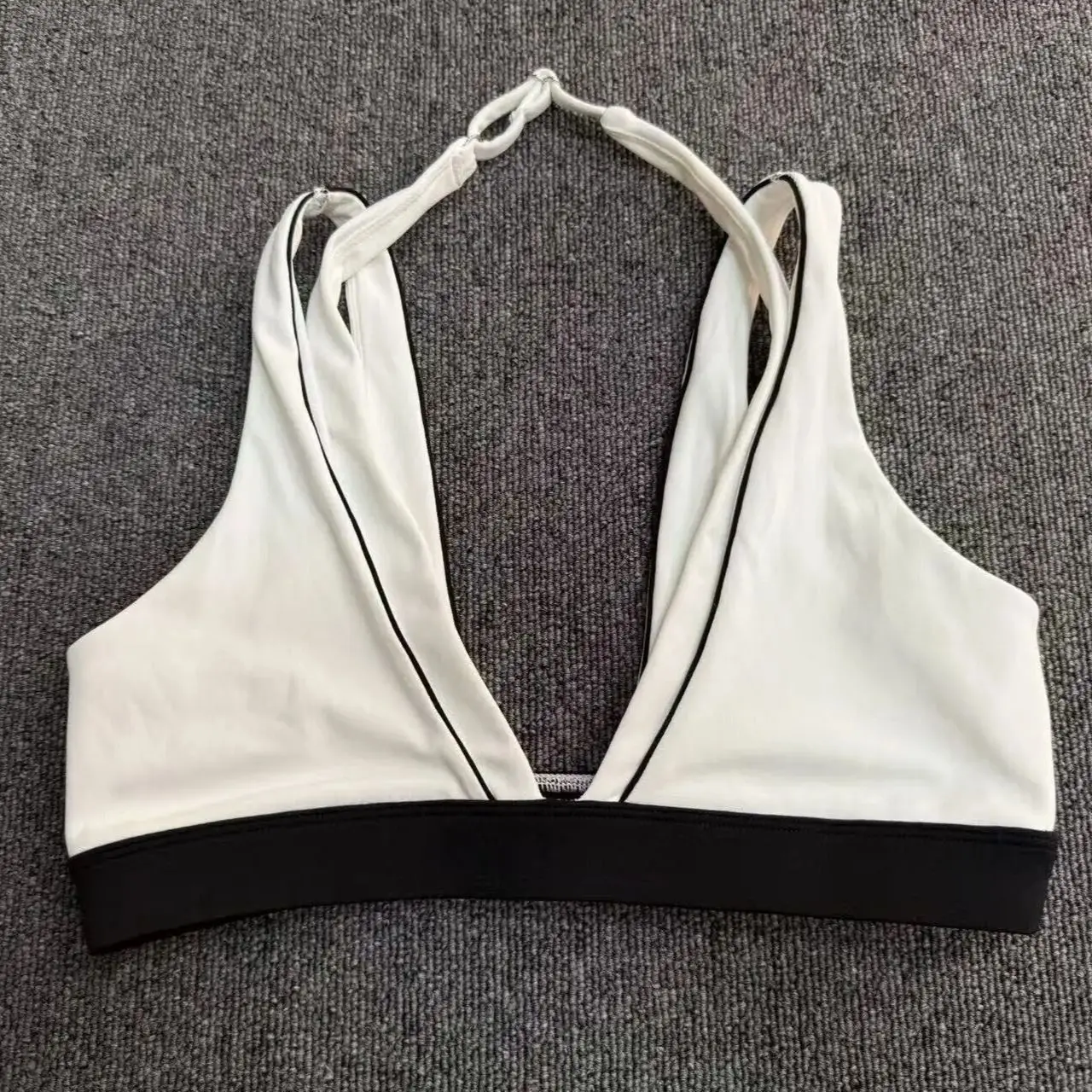 Gym Workout Corset Color Block Halter Women's Yoga Bras Beautiful Back Tight Sports Bra Fitness Running Casual Wear Top NO Cups image 3