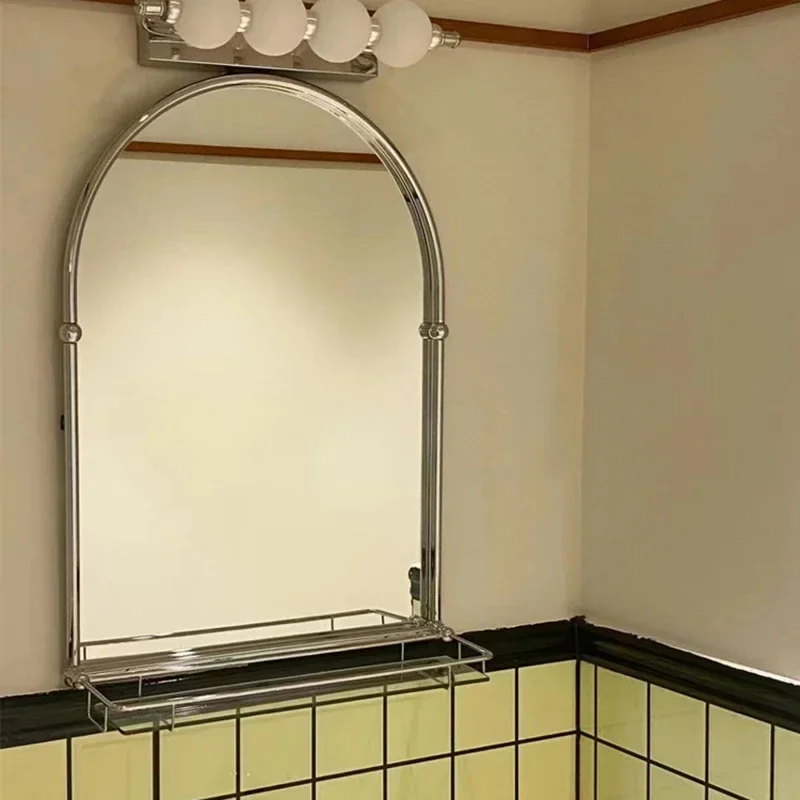 Nordic Arched Stainless Steel Bathroom Mirror Modern Wall Mounted Vanity Makeup Mirror Waterproof Anti Rust Home Decor