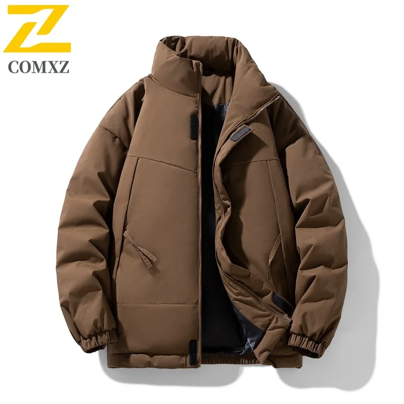 COMXZ المشي لمسافات طويلة السفر رجالي وسادة مبطنة الوقوف طوق سترة مقاومة البرد موضة الوقوف طوق سميكة الدافئة جواكت شتوية #5