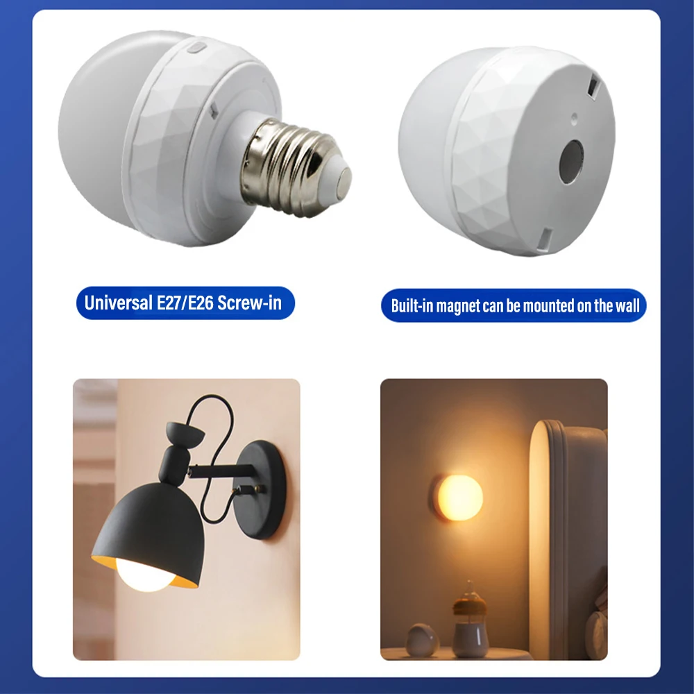 Rechargeable Smart LED Light Bulb with Remote Control Adjustable Color Temperature and Brightness LED Lights