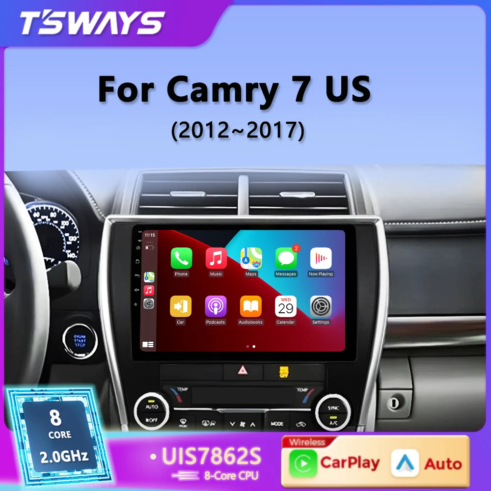 

Tsways Car Radio For Toyota Camry US 2012 Android 13 Multimedia Video Player AI Voice CarPlay Auto GPS Head Unit 4G 2K QLED