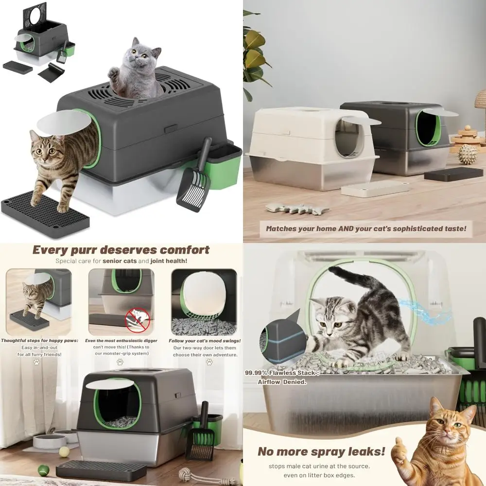 

Корпус кошачьего туалета из нержавеющей стали с крышкой и двумя передними дверями для легкого доступа и контроля запаха