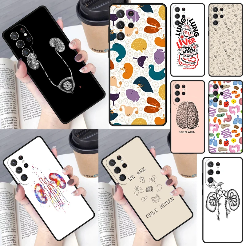 Medical Human Organs Brain Kidney Art Cover For Samsung Galaxy S23 Ultra S22 S20 S21 FE S8 S9 S10 Plus Note 10 20 Ultra Case