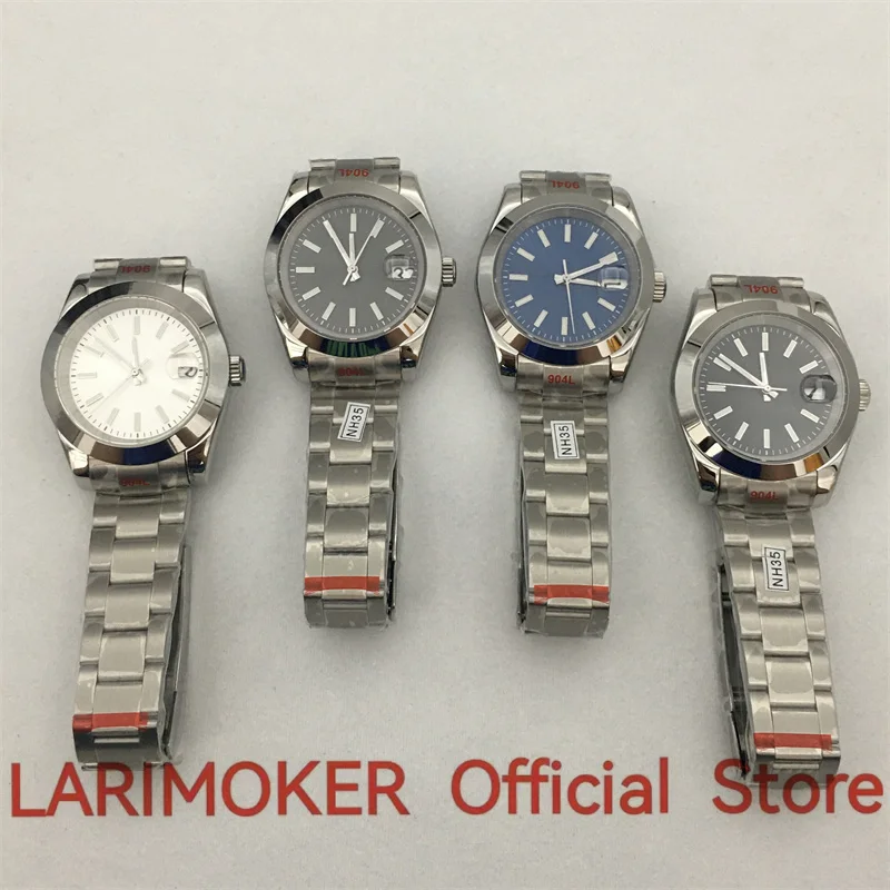 

LARIMOKER 40MM White Selfwinding Men Watch 21 Jewels 2813 8215 NH35 PT5000 Glide Lock Brushed Oyster Band Black Edge Hand