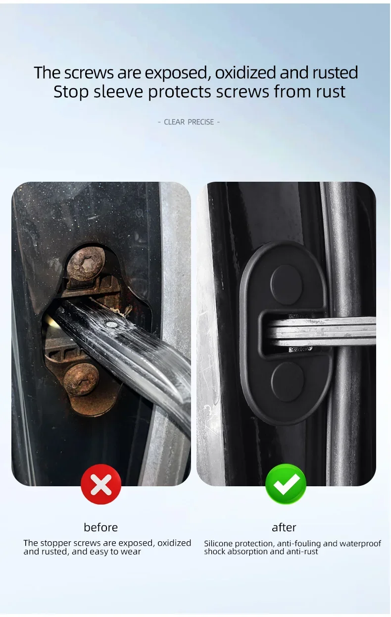 For Audi A3 8V 8Y A4 B9 A6 C8 2014-2025 Silicone Door Check Arm Protector Pad Door Limiter Cover 4PCS Accessories