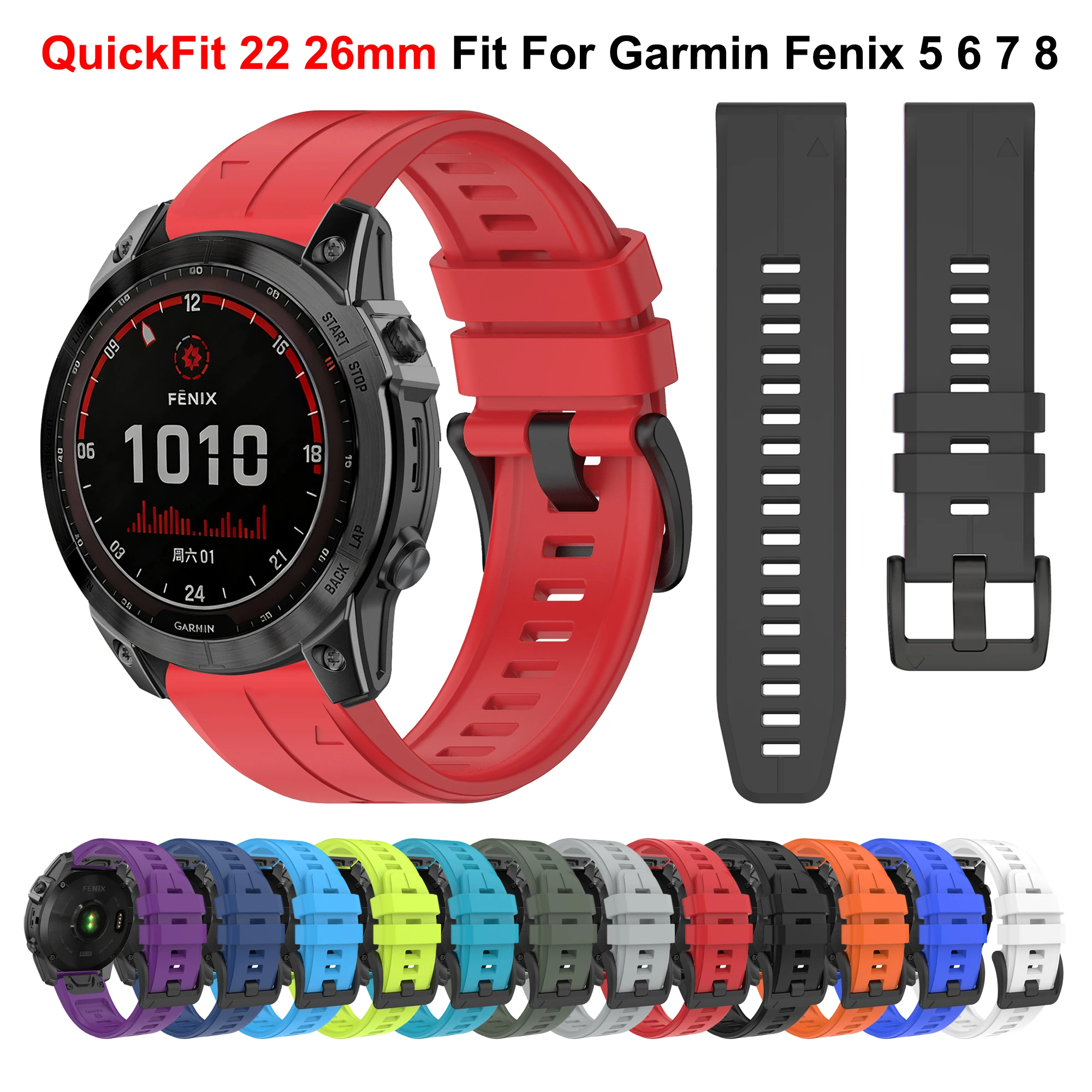 22 26mm QuickFit Silikonarmband für Garmin Fenix 8 47mm 51mm 7 7X 6 6X Pro 5 5X Plus Uhrenband Tactix8 Quatix Enduro 3 2 Correa