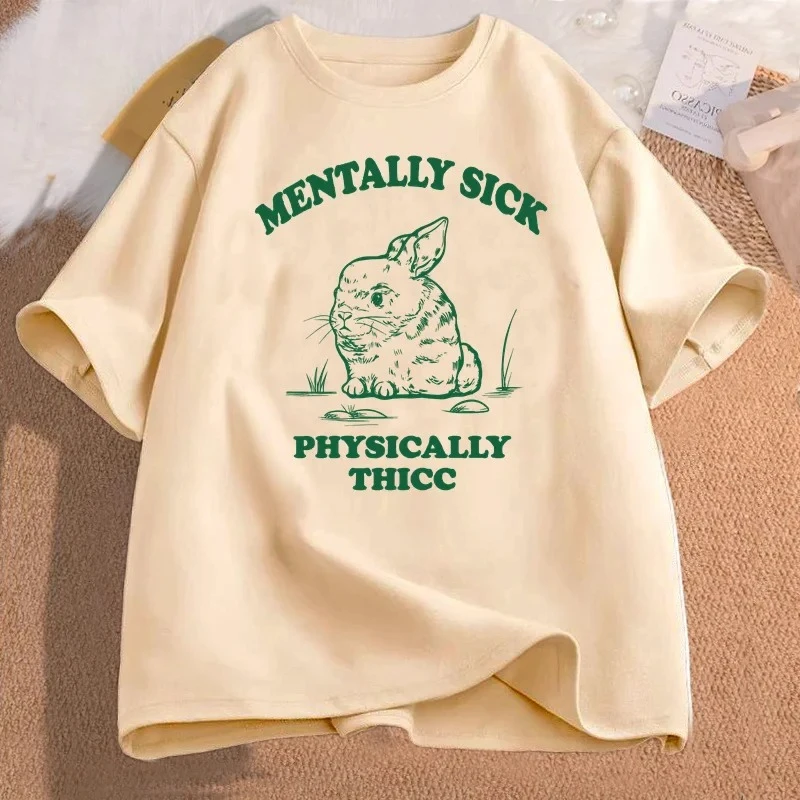 مضحك العقلية مريض جسديًا Thicc الهامستر ميمي طباعة تي شيرت المرأة س الرقبة موضة تي شيرت الصيف ملابس كاجوال #1