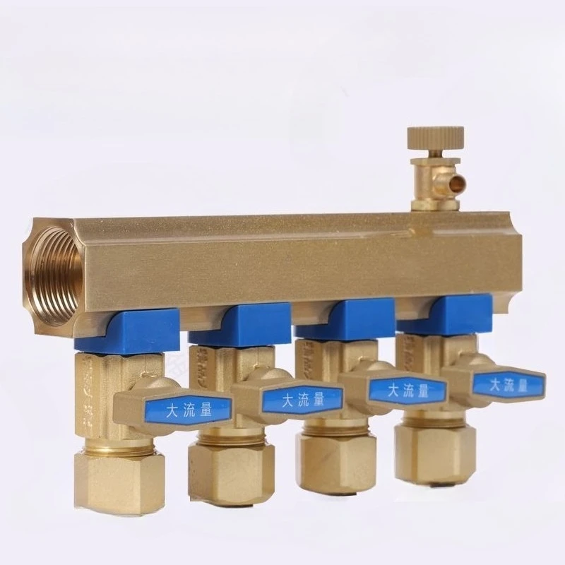 materials water separator floor heating large flow home improvement all copper super thick 1 inch/4 sets of valves