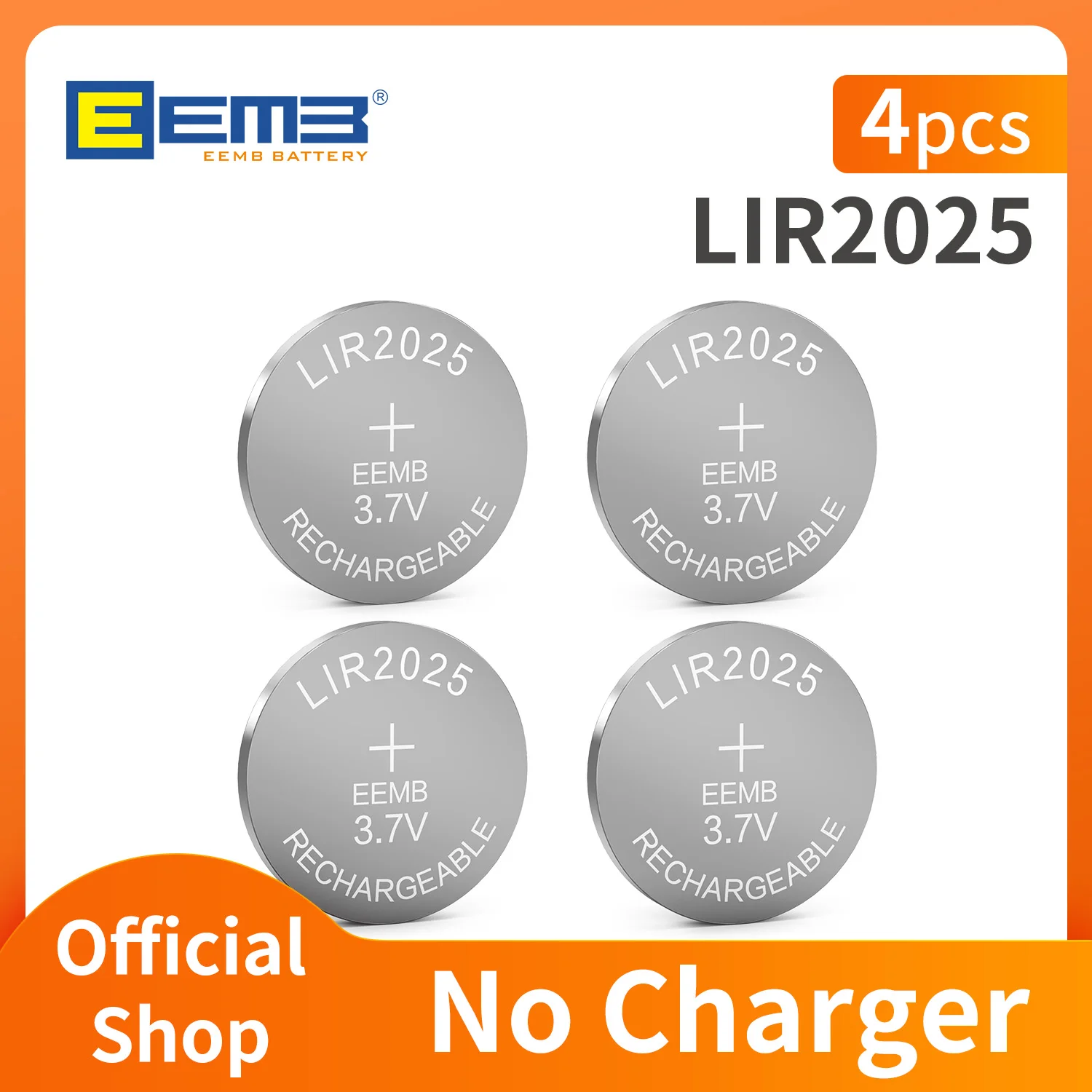 EEMB LIR2025 wiederaufladbarer Akku mit Ladegerät (optional) 3,7 V 2025 Lithium-Ionen-Akku 40 mAh Lithium-Zellen-Knopfbatterien