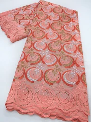 Swiss Voile Lace Fabric With Stones High Quality African Cotton Fabric Nigerian Lace For Women Wedding Party Dresses,5Yards 4740