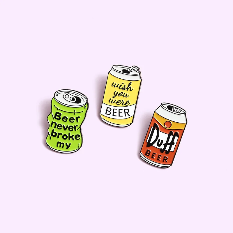 Cartoon Can Letter Brooch Duff Beer Can Beer Drink Paint Alloy Badge Personalized Versatile Clothing Bag Accessories Badge image 3