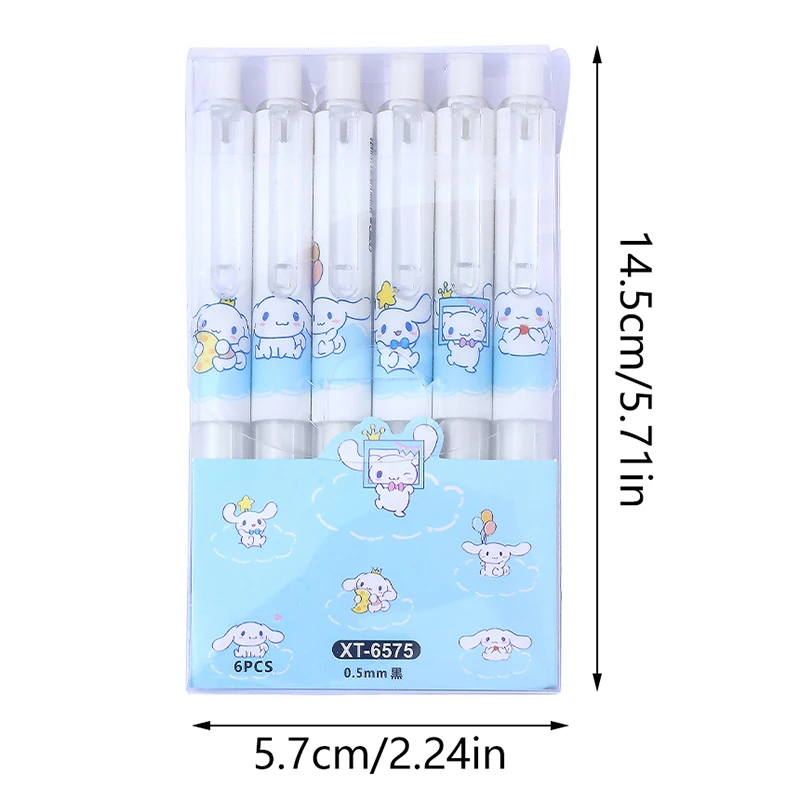 Imprensa Neutro Dos Desenhos Animados Caneta Esferográfica, Moda Bonito, Quick Dry, Kawaii, Artigos de papelaria, Material de Escritório Escolar, Presentes, 6Pcs