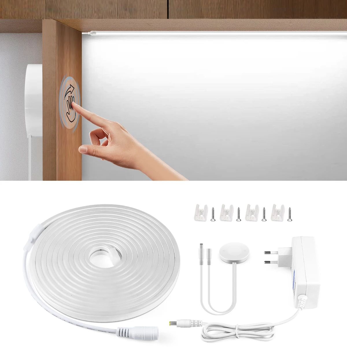 DC12V COB LED Strip Light Dimmable Touch Sensor Switch Penetrable Wood Mirror Motion Sensor for Neon LED Cabinet Closet Lighting