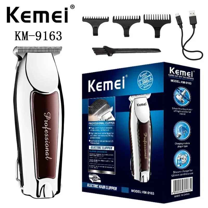 Komei KM-9163 Hair Clipper USB Charging Men's Electric Low Noise Hair Clipper Professional Charging