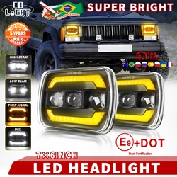 CO LIGHT 7X6 inch LED Headlights DRL Turn Signal Light DOT E9 Super Bright Hi-Lo Beam For Jeep Cherokee XJ Wrangler YJ Chevrolet