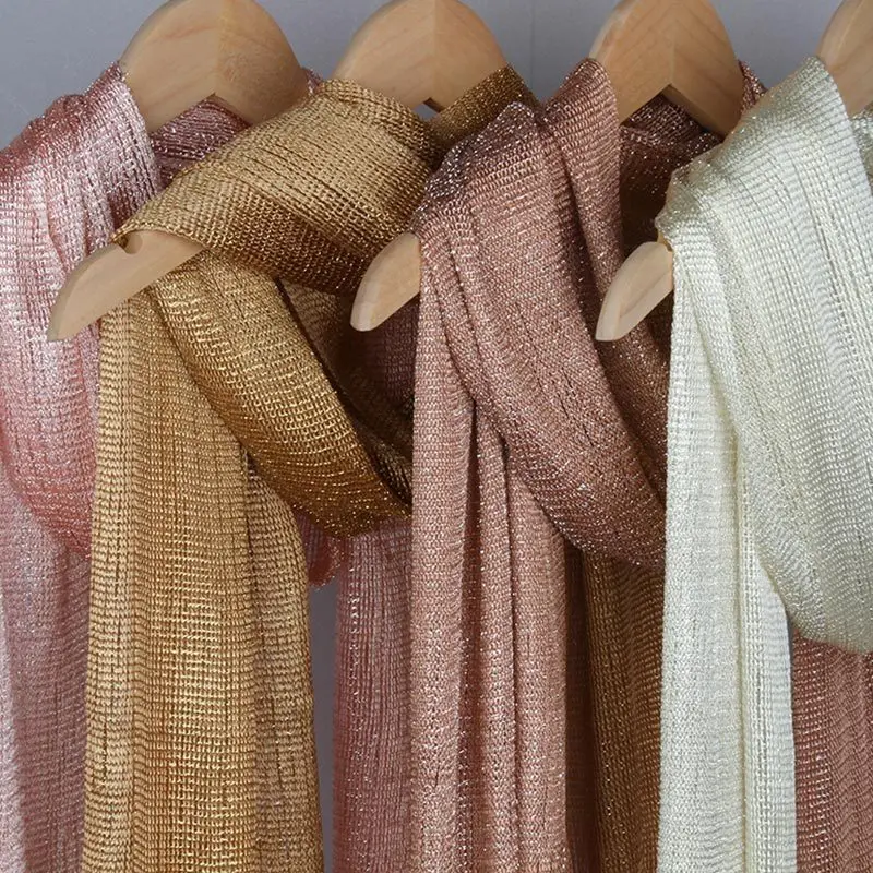 Mode Helle Seidenschal Sonnenschutz Schal Gold Silber Glänzend Frauen Spitze Quaste Party Abendkleid Schal Bekleidung Zubehör Schal