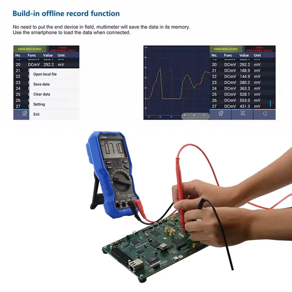 OWON OW18A/B 3.5/6-Digit True RMS Multimeter | Smart DMM with NCV Detection | Thermometer & Flashlight Functions view 5