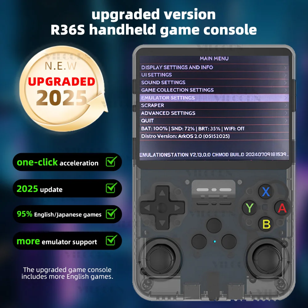 2025 ARKOS R36S ريترو وحدة تحكم بجهاز لعب محمول 50Emulator ل PSP PS1 المحمولة لعبة فيديو وحدة التحكم جيب لعبة لاعب 256G/128G هدية