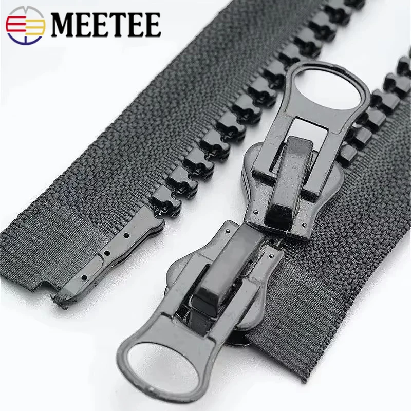 

Meetee 8# Resin Zipper 60-250cm Double Sliders Open End Zip Down Jacket Coat Tent Black Zippers DIY Sewing Clothing Accessories