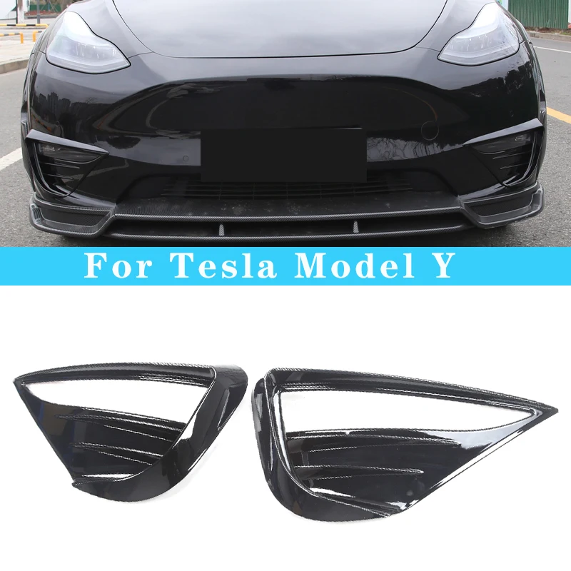 Gloss Black Car Front Bumper Air Vent Intake Splitters Trim Splitter Spoiler Fog Lamp Spoilers For Tesla Model Y Accessories