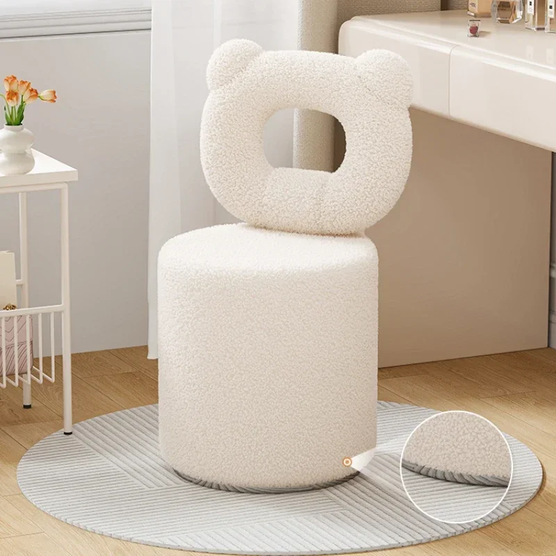 

Premium Light Luxury Cosmetic Chair Girls' Leather Dressing Stool Cute Rabbit Cashmere Swivel Chair Bedroom Vanity Seating