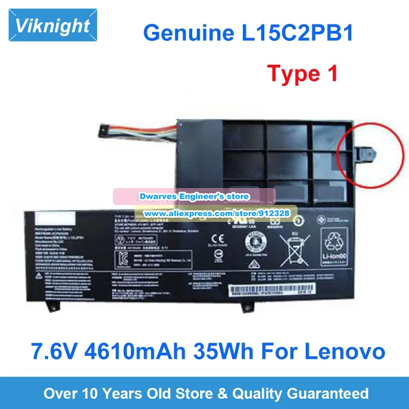 Genuine 7.6V 4610mAh L15C2PB1 Battery L15M2PB1 for Lenovo Yoga 510 520 Series 14AST 510-14IKB Yoga 520-14IKB L15L2PB1 L14M2P21