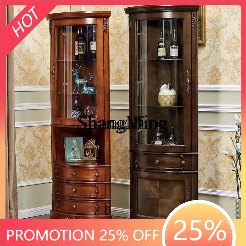 SM  wood corner cabinet wall corner with glass display cabinet restaurant curved corner triangle wine cabinet