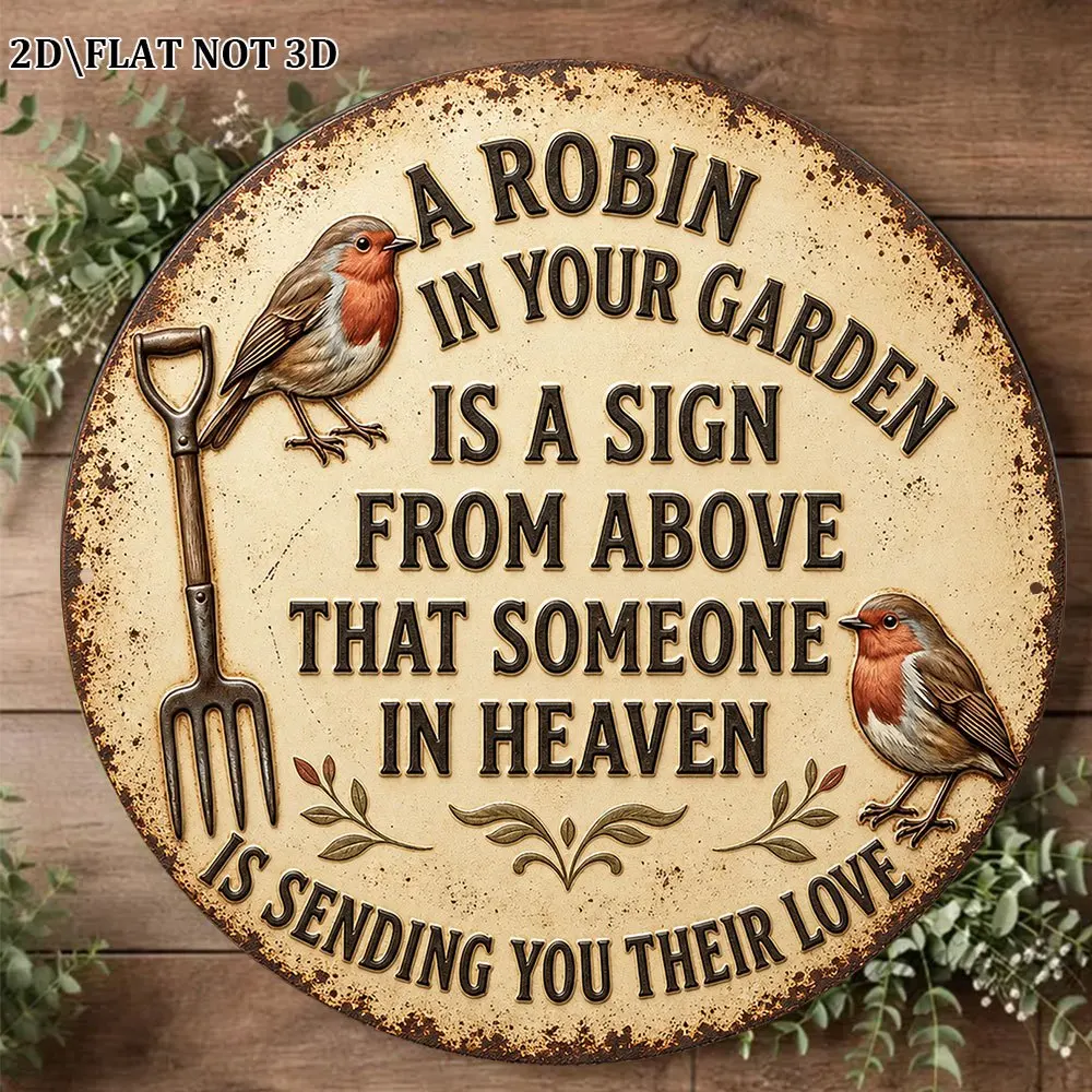 2D Flat, 1pc 8 X 8 Inches/20 X 20 Cm Round Sign, Vintage Decorative Plaque with 