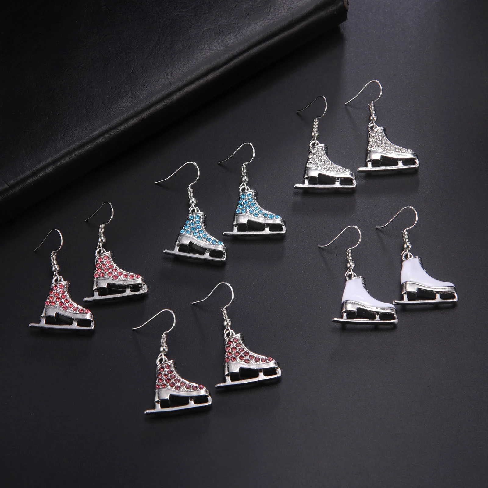 

Sipuris Hot Fashion 3D Printed Alloy Ice Skate Shoes Earrings For Women Luxury Zircon Crystal Pendants Jewelry Gifts For Sporter