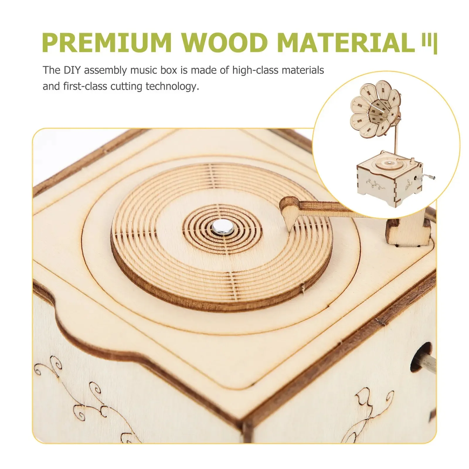 

1Set Musical Box Materials Wooden DIY Assembly Handmade Phonograph Creative Kids Educational Hand Operated Intellectual Melody