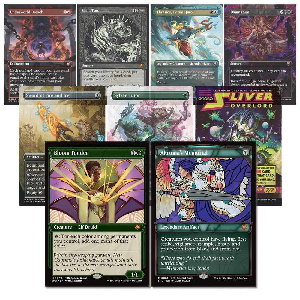 

Magic the Gatherings storms homemade DIY Stoneforge Mystic Sylvan Tutor Damnation Underworld Breach Collectible card board games