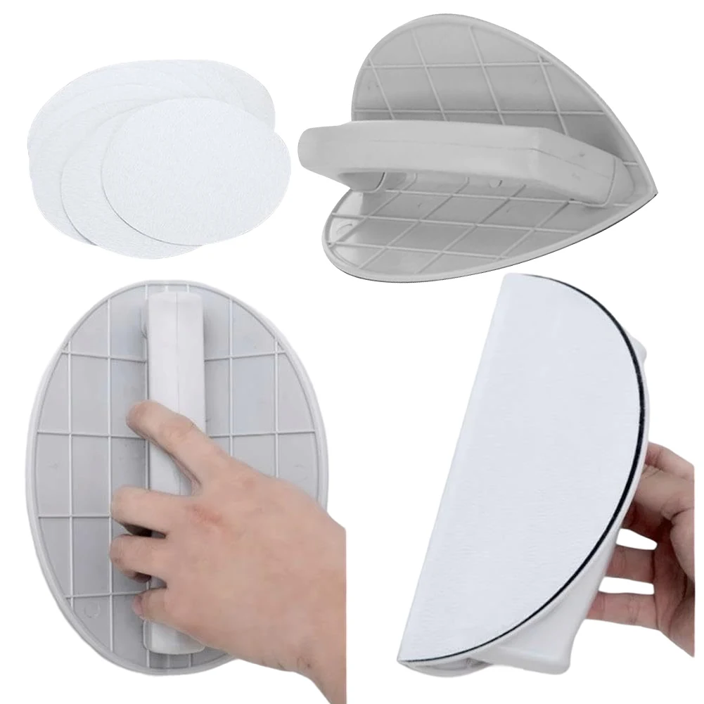 

Multifunctional Sandpaper Rack Self-Adhesive Sanding Sandpaper Tool Semi-Circular Hand Grinding Board with 10 Sandpaper