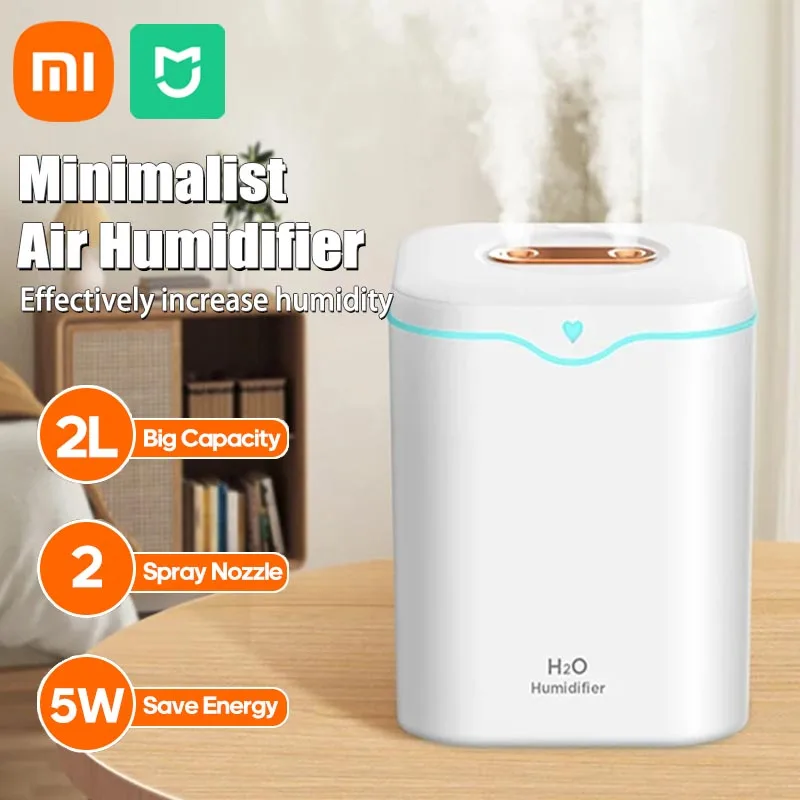 Xiaomi MIJIA 2000ml Large Capacity USB Humidifier Silent Double Spray Household Lamp Air Conditioning Room Air Humidification