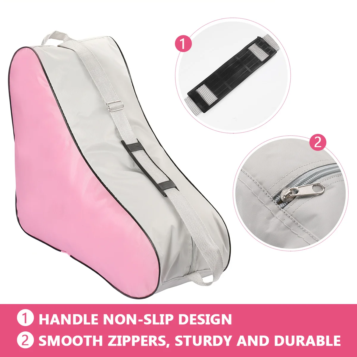 Accesorios para patines, triángulo con cremallera suave, bolsa para patines portátil de gran capacidad, bolsas de tela de gran capacidad para mujer