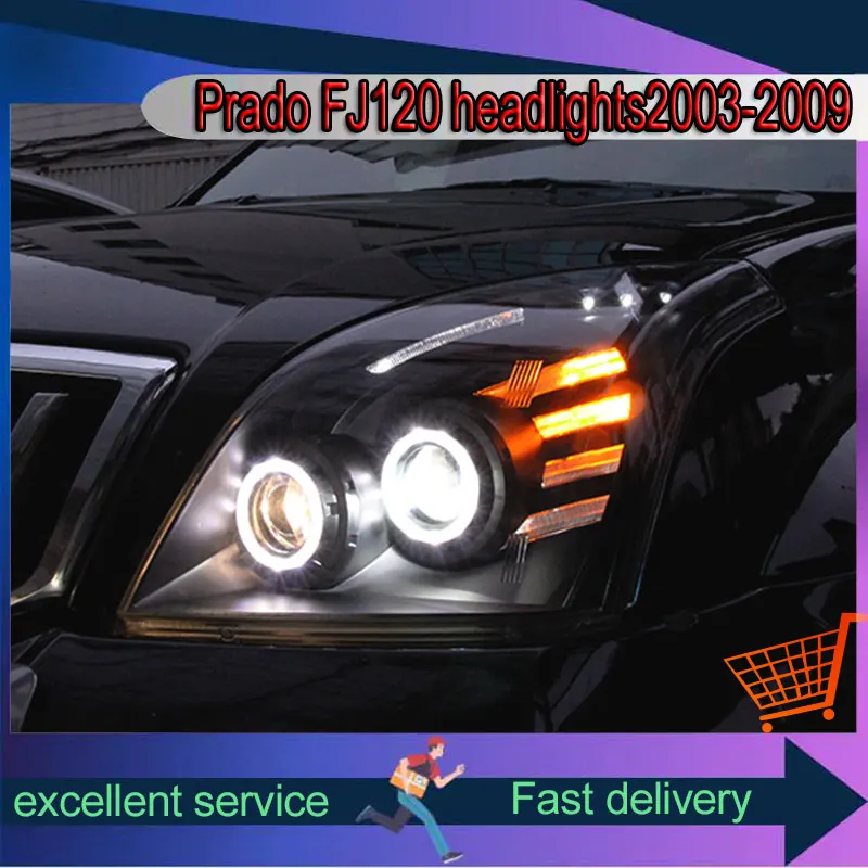 Headlights For Prado LC120 2003-2009 Upgrade LED DRL Dynamic Turn Projector Lens Automotive Accessories Front Light