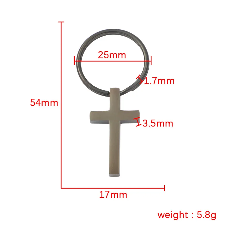 10Pcs/Lot Stainless Steel Mirror Polish Cross Pendant Key Chains Rings For Women Men DIY Jewelry Making Accessories