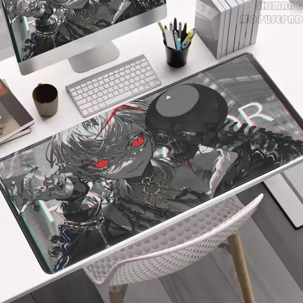 

Black And White Mouse Pad Large PC Demon Gamer Cabinet Keyboard Rug XXL Terror Devil Mousepad Laptop Anime Satan Gaming Desk Mat