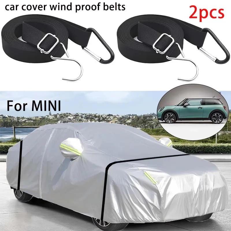 2Pcs Adjustable Heavy Nylon Anti-Gust Car Cover Wind Secure Strap For MINI Auto Cover Windproof Fixing Protector Belt
