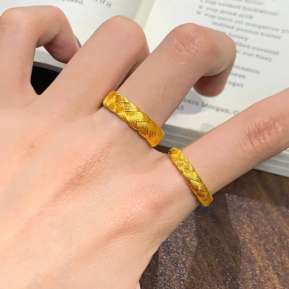 Ancient Faras silk wheat braided ring 9999gold