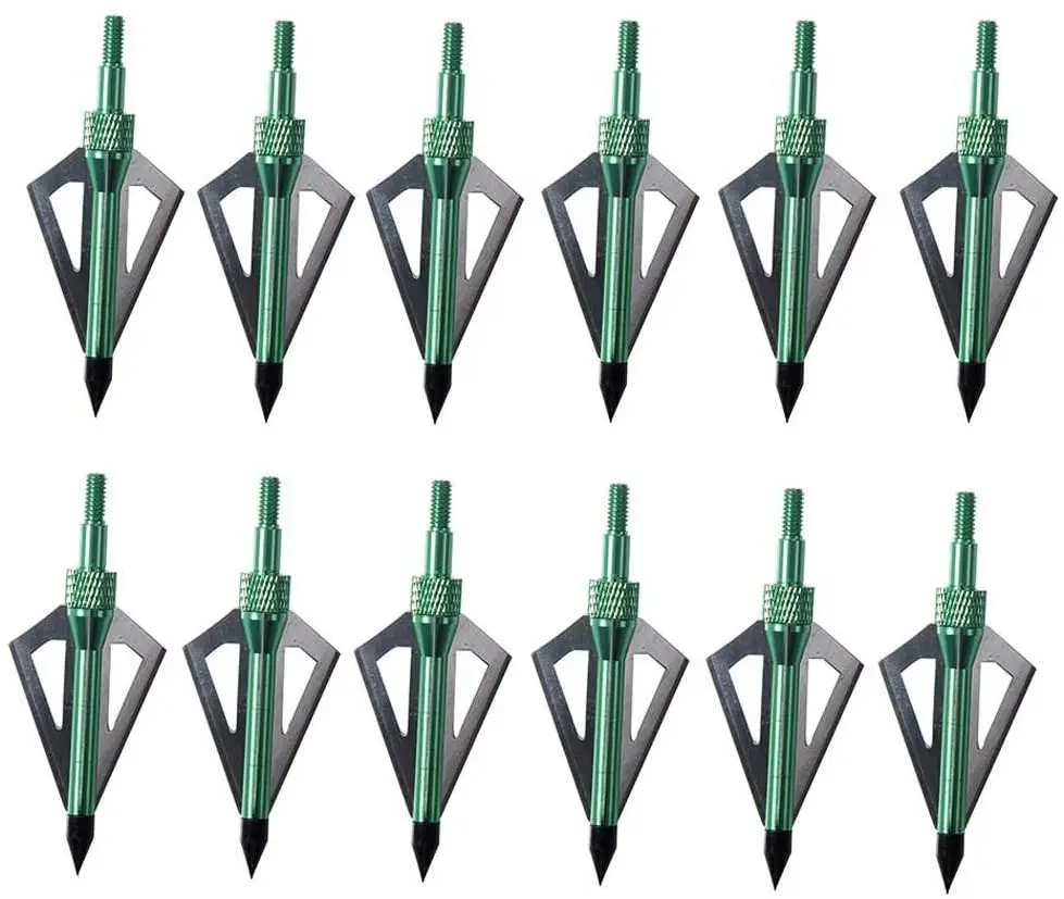 LAIXING 12Pack 3 Fixed Blade Archery Hunting Broadheads 100Grain with Case Arrow Head Screw-in Tips for Compound Bow (Red)