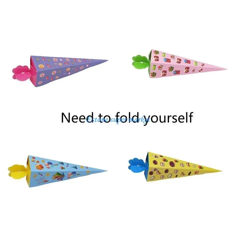 090B 50 Pack School Cones Back School Celebration Boxes Craft Paper Gift Containers for Parties Kindergarden Party Supply