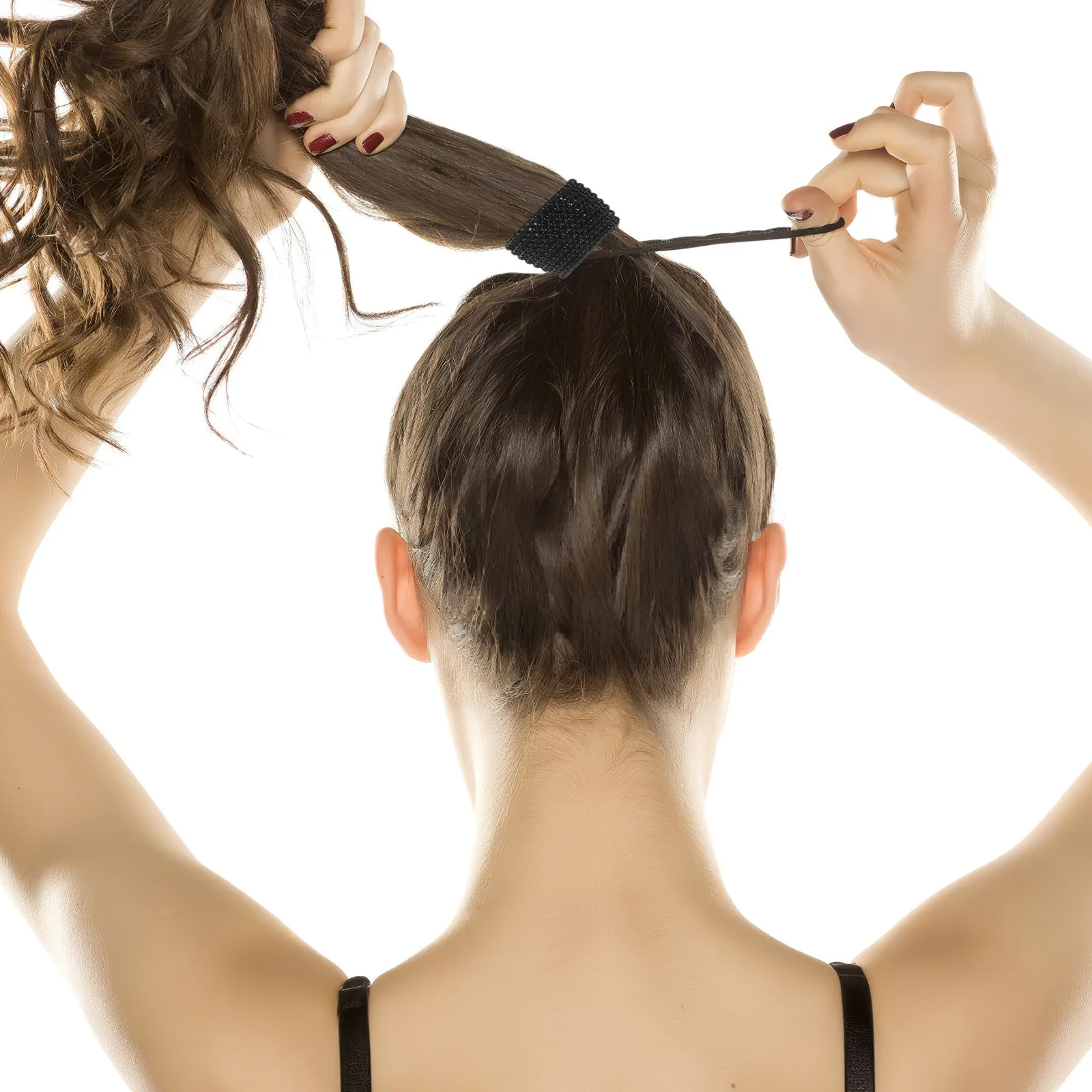 

Черная манжета для хвоста в стиле панк с пружинным шарниром, эластичный держатель для хвоста, стильный модный аксессуар для волос для повседневной вечеринки