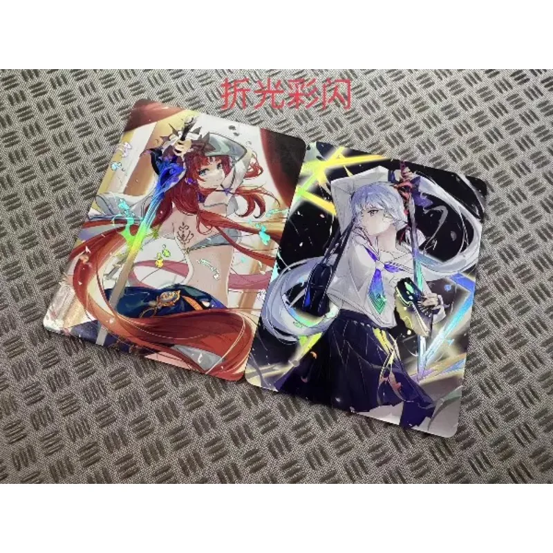 DIY Project ACG Kamisato Ayaka Nilou Refractive Process Flashcard Anime Peripheral Game Collection Card Holiday Gift