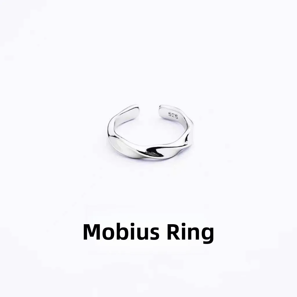 Moebius Ring Wave Twist Pattern Men's Single Ring Personality Fashion Accessory Open Finger Ring High-End Sensation